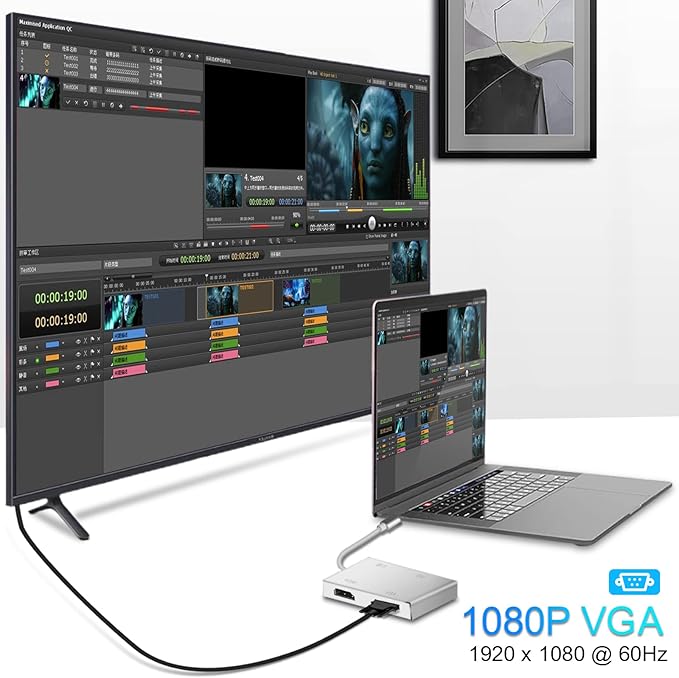 Weton USB C to HDMI DVI VGA Adapter, 4 in 1 USB-C hub to 4K HDMI, VGA, DVI Video Adapter, Male to Female Multi-Display Video Converter Monitors Connector for Mac Pro, MacBook Air, iPad Pro, XPS, etc