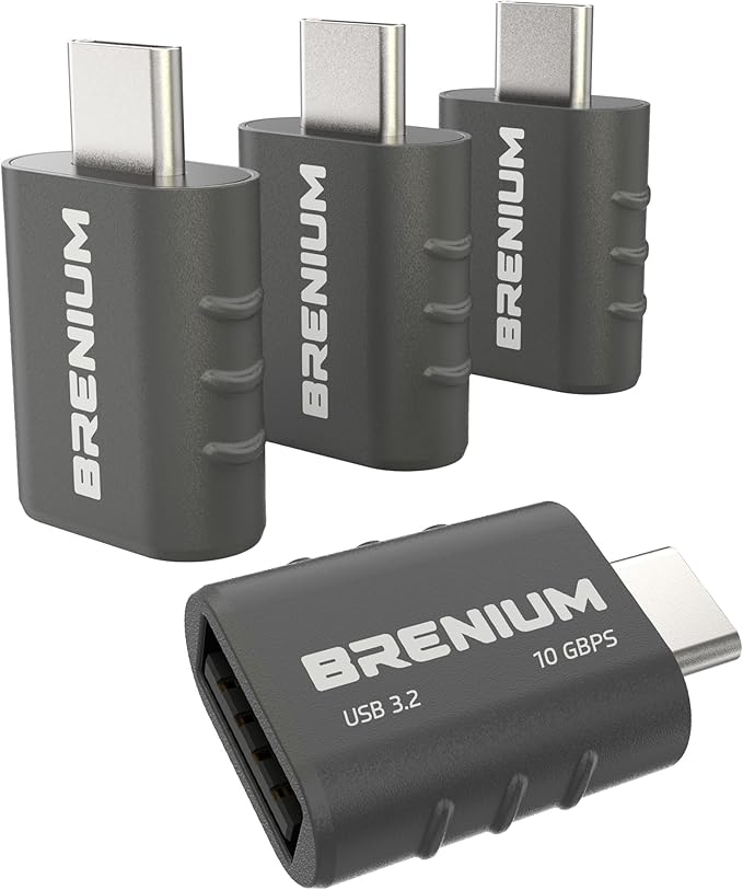 USB C to USB Adapter 4-Pack, USB 3.2, 10Gbps, Type C Male to A Female, Compatible with Apple MacBook, Microsoft Surface, Dell (USB-A to USB-C)