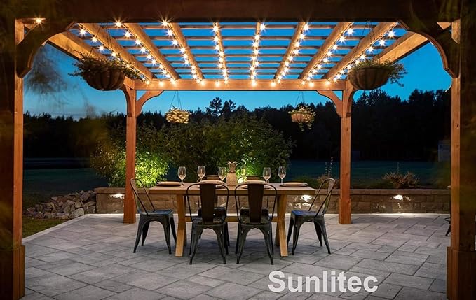 Solar String Lights Waterproof LED Indoor/Outdoor Hanging Umbrella Lights with 30 Bulbs - 50 Ft Patio Light for Deckyard Tents Market Cafe Gazebo Porch Party Decor
