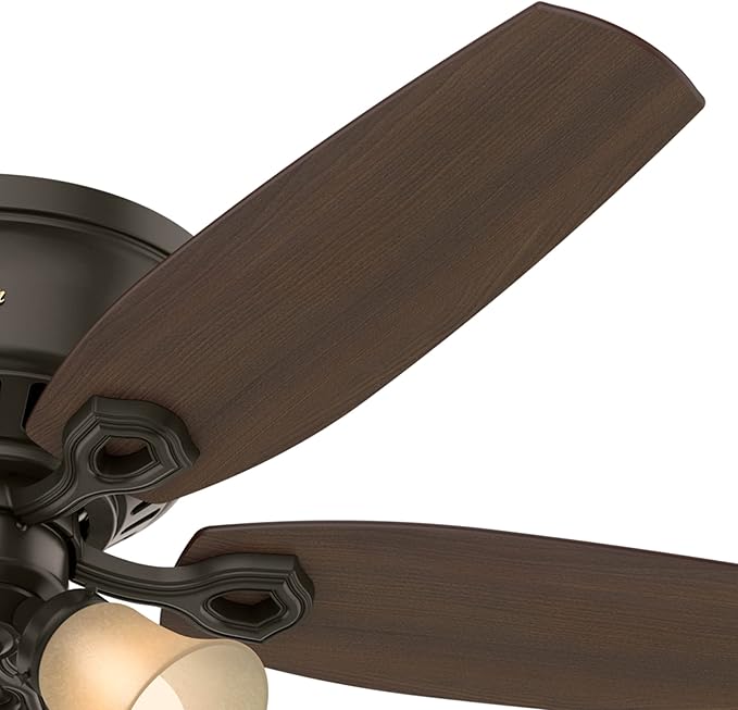 Hunter 52 inch Indoor Ceiling Fan with LED Lights - Bronze Ceiling Fan with Pull Chain, For Bedroom, Living Room, or Kitchen, Low Profile Mount, No Remote, 5 Blades - Builder 53327, New Bronze