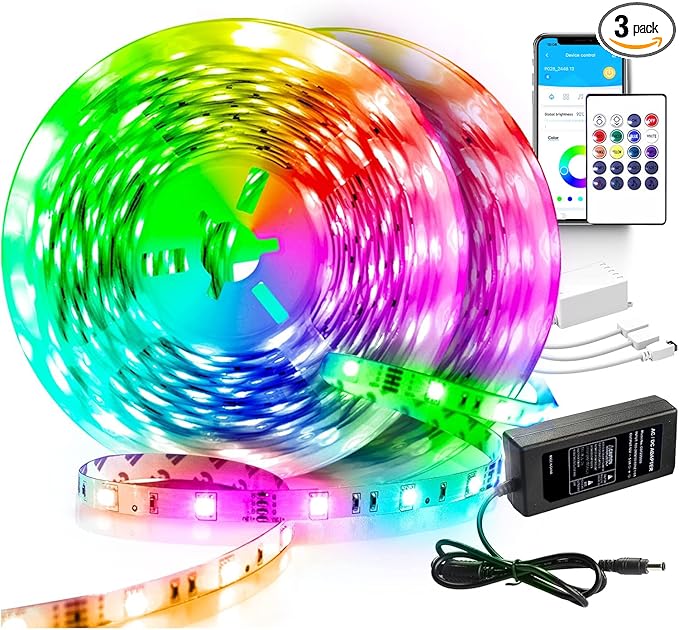 VOLIVO Led Strip Lights 130ft 24V,Bluetooth RGB App Controlled Led Light Strip Music Sync, Color Changing Lighting for Bedroom, Home Decor