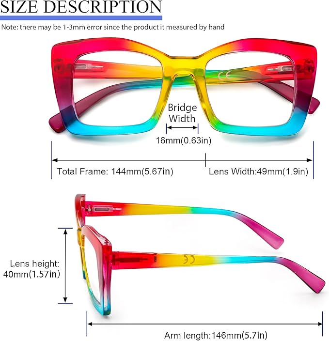REAVEE Oversized Square Reading Glasses Oprah Style for Women, Blue Light Blocking Large Frame Computer Readers Spring Hinge