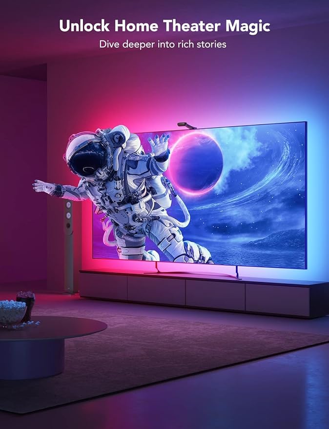 Govee Envisual TV LED Backlight T2 with Dual Cameras, 11.8ft RGBIC Wi-Fi LED Strip Lights for 55-65 inch TVs, Double Strip Light Beads, for Home Decorations, Smart App Control, Music Sync