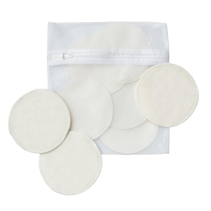 Dr. Brown's Reusable Breast Pads for Breastfeeding, Washable Nursing Pads with Laundry Bag, Day & Night Absorption, 8 Count