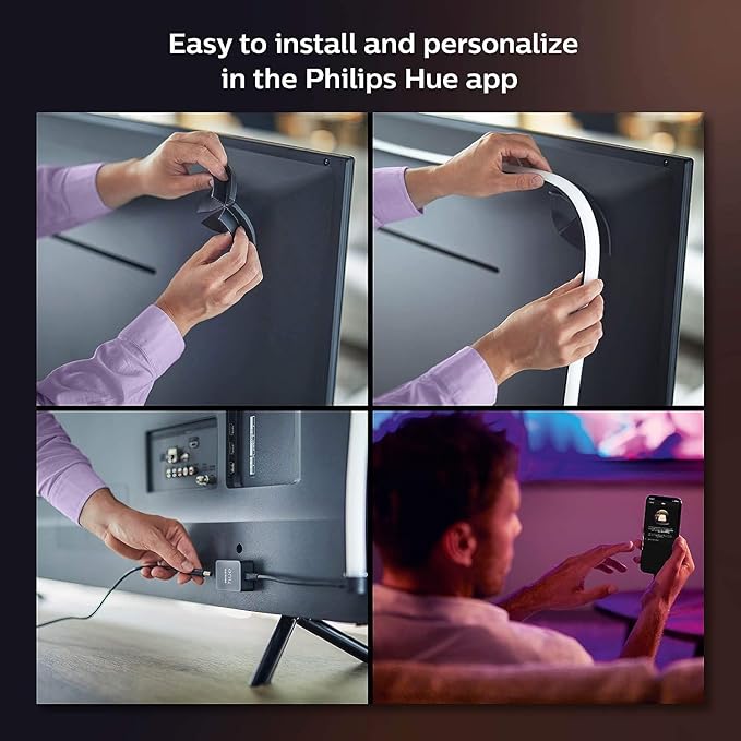 Philips Hue 75" Smart TV Light Strip - White and Color Ambiance LED Color-Changing TV Backlight - Sync with TV, Music, and Gaming - Requires Bridge and Sync Box - Control with App or Voice Assistant
