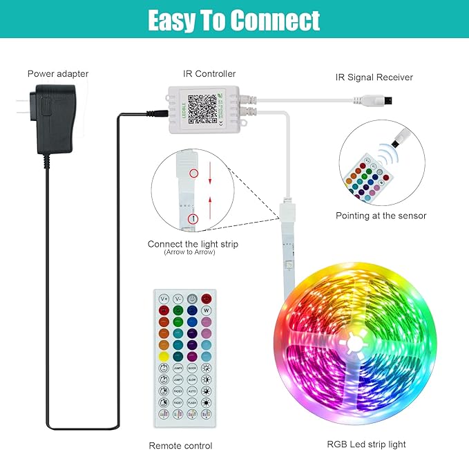 KEELIXIN 65.6ft LED Lights for Bedroom, Music Sync RGB LED Strip Lights with APP & Remote Control, Luces LED para Cuarto, Bluetooth LED Lights for Room, Home Decoration