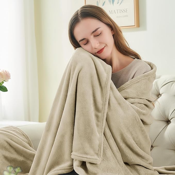 BEDELITE Fleece Blanket King Size Blankets for Bed, Luxury Plush Cozy Fuzzy Blanket 108x90 inches, Super Soft Warm Lightweight Throw Blanket All Seasons Suitable, Linen