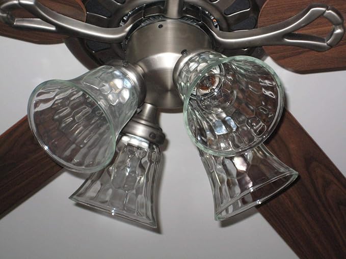 Ceiling Fan Light Covers, Clear Hammered Style Bell Glass Shade, Lighting Replacement Glass Shade Standard 2-1/8" Fitter Size, Perfect Ceiling Fan Globes Replacement Glass Accessories, Pack of 4