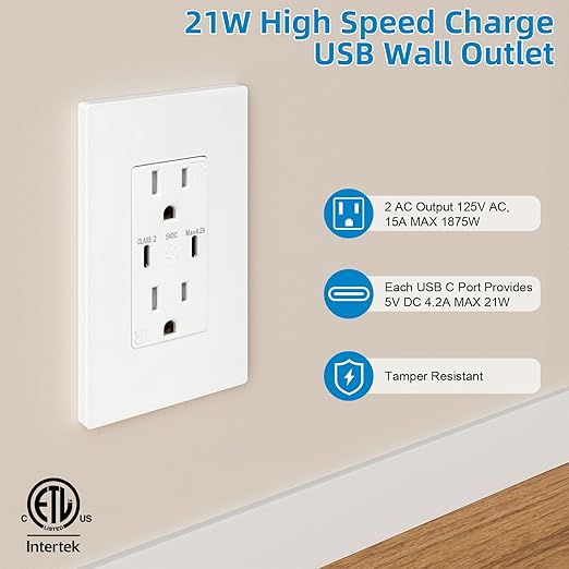 in Wall Cable Management Kit, 2 AC & 2 USB-C Ports Recessed Outlet Box for Wall Mount TV,Recessed Power Box with 9.8ft Extender for Unreachable Outlets,Hide TV Cords & Cables