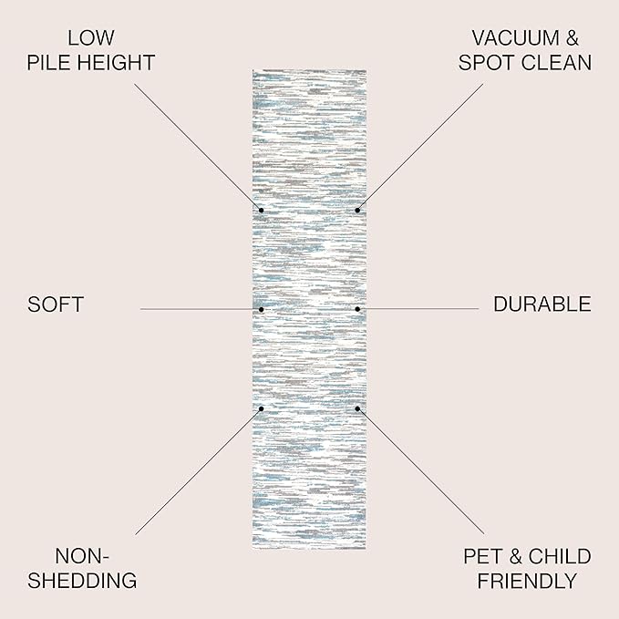 JONATHAN Y Speer Abstract Linear Stripe Gray/Blue Runner Rug, 2x8, Contemporary, Rustic, Easy-Cleaning for Living Room, Bedroom, Kitchen, Pet Friendly, Non-Shedding (LUX106A-28)