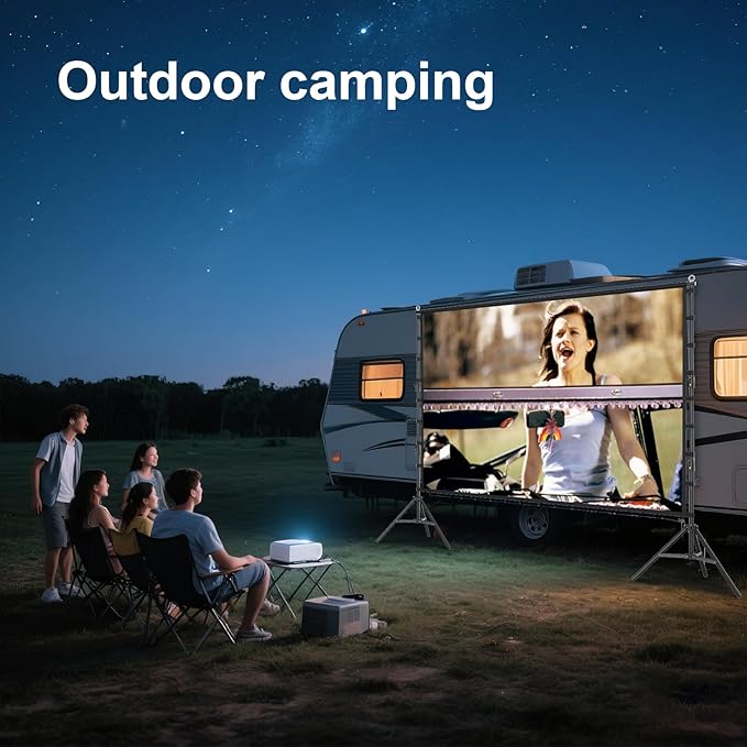 Outdoor Projector Screen and Stand，180-in Portable Projector Screen 15 FT Large Projection Screen，16:9 4K HD Rear Front Wrinkle-Free Movie Screen with Carry Bag for Backyard,RVing Night,Party