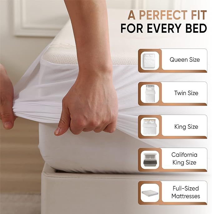 Waterproof Organic Mattress Protector California King - Organic Cotton Breathable Mattress Pad Cover - 250 GSM Comfort - Deep Pocket - Fitted Comfort