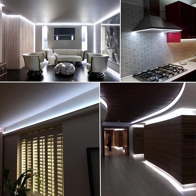 50ft/15m Plug in LED Rope Lights, 540 Daylight White LEDs, 110V, Waterproof,Connectable, Power Socket Connector Fuse Holder, Indoor/Outdoor Use, Ideal for Backyards, Decorative Lighting