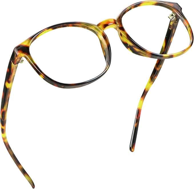 LifeArt Round Blue Light Blocking Glasses, Computer Glasses, Gaming Glasses, TV Glasses for Women Men (Brown Tortoise, 3.00 Magnification)