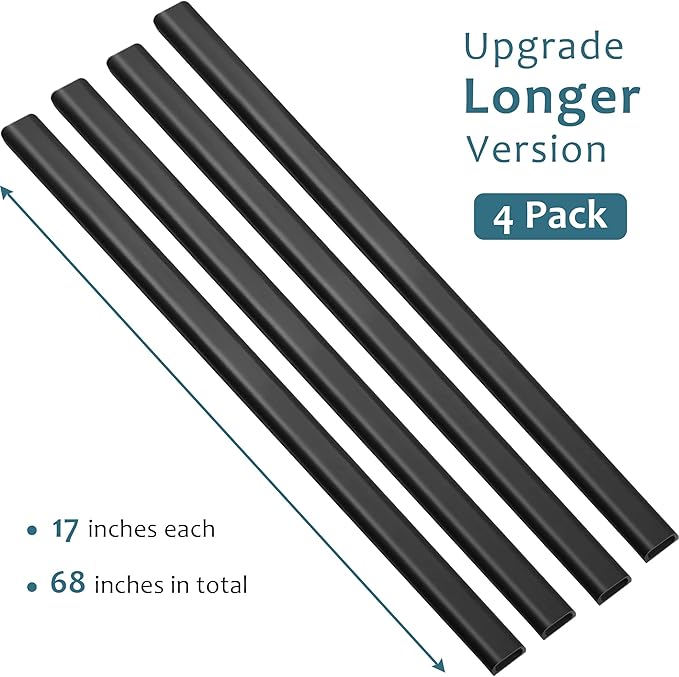 Cable Hider Raceway Kit, Wire Hiders for TV on Wall 68in (4X L17in), Paintable Cord Cover Channel, Cord Hider for Wall Mounted TV in Home Office, W0.95in X H0.47in, Black