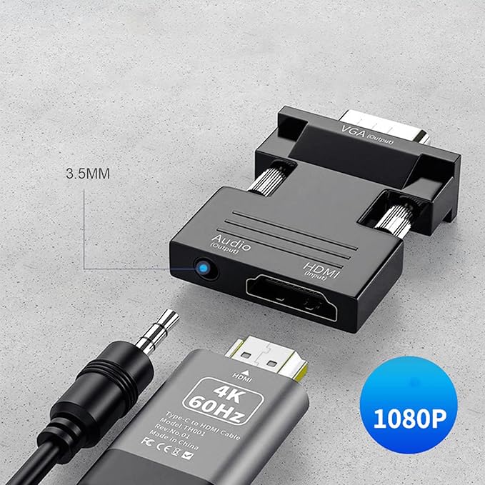 VGA to HDMI Adapter 1080P VGA Adapter for PC Laptop HDTV