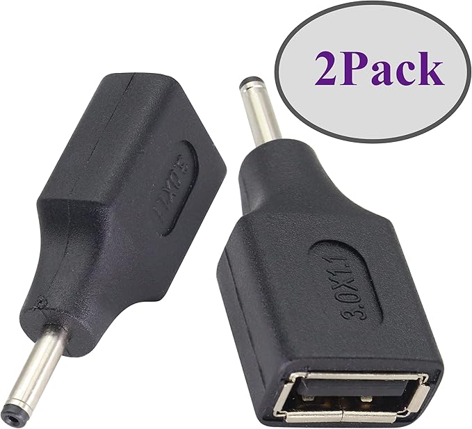 (2 Pack) DC 3.0 × 1.1mm to USB DC Power Extender 5 V USB 2.0 A Female to DC 3.0×1.1mm Male Plug DC Power Charge Barrel Connector for 5 Volt Small DC or USB Electronics Charging(F/3.0×1.1)