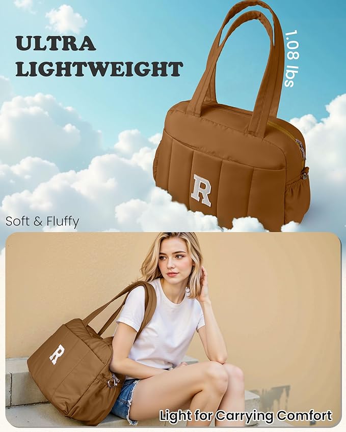 Duffle Bag with Letter, Carry On Bags for Women，Overnight Bag with Wet Pocket，Lightweight Travel Bags Personalized Gym Tote with Makeup Pouch-Daughter Birthday Gift