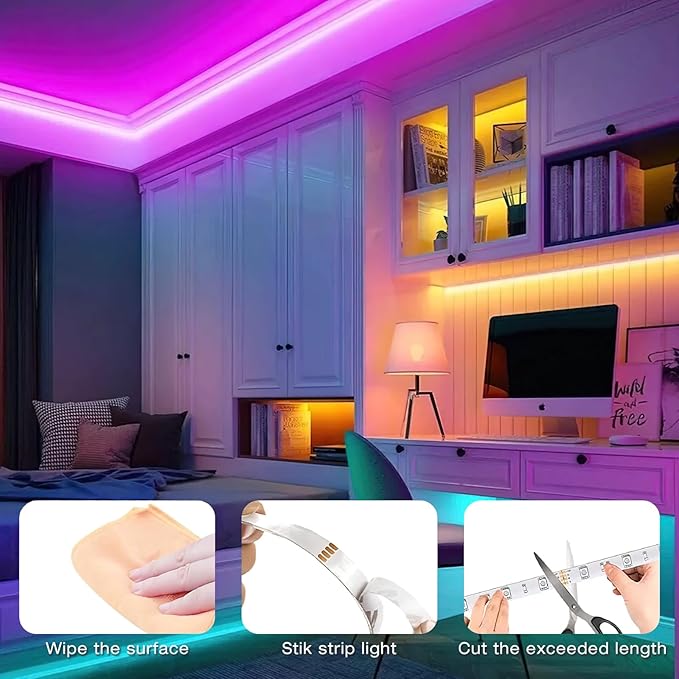 hyrion 100ft LED Strip Lights, Ultra Long SMD 2835 Led Lights Strip with 44 Key Remote,24 Volt Dimmable RGB Color Changing Tape Lighting for Bedroom,Living Room,Home Decor(44 Key Remote+50ft*2)