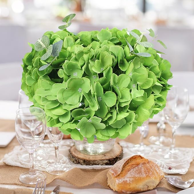 AVIVIHO 65 PCS Green Hydrangea Artificial Flowers Bulk Realistic Fake Hydrangeas Silk Flowers with Stems for Home Weddings,Centerpieces,Party Arch Backdrop Decor DIY Florals Decorations