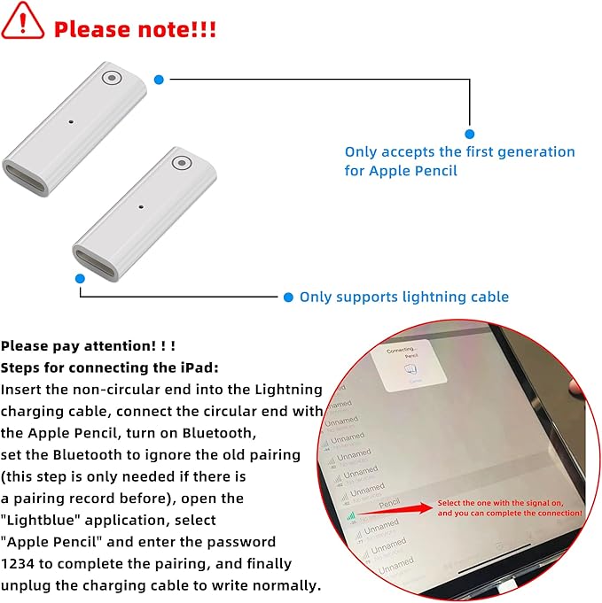 Lightning Female to Lightning Female Adapter(2Pack)Pencil 1st Generation Charger Accessories IPad Ipencil Charging Accessory Converter for Iphone 14 13 12 11 Promax X Cable Connector Pen Dongle