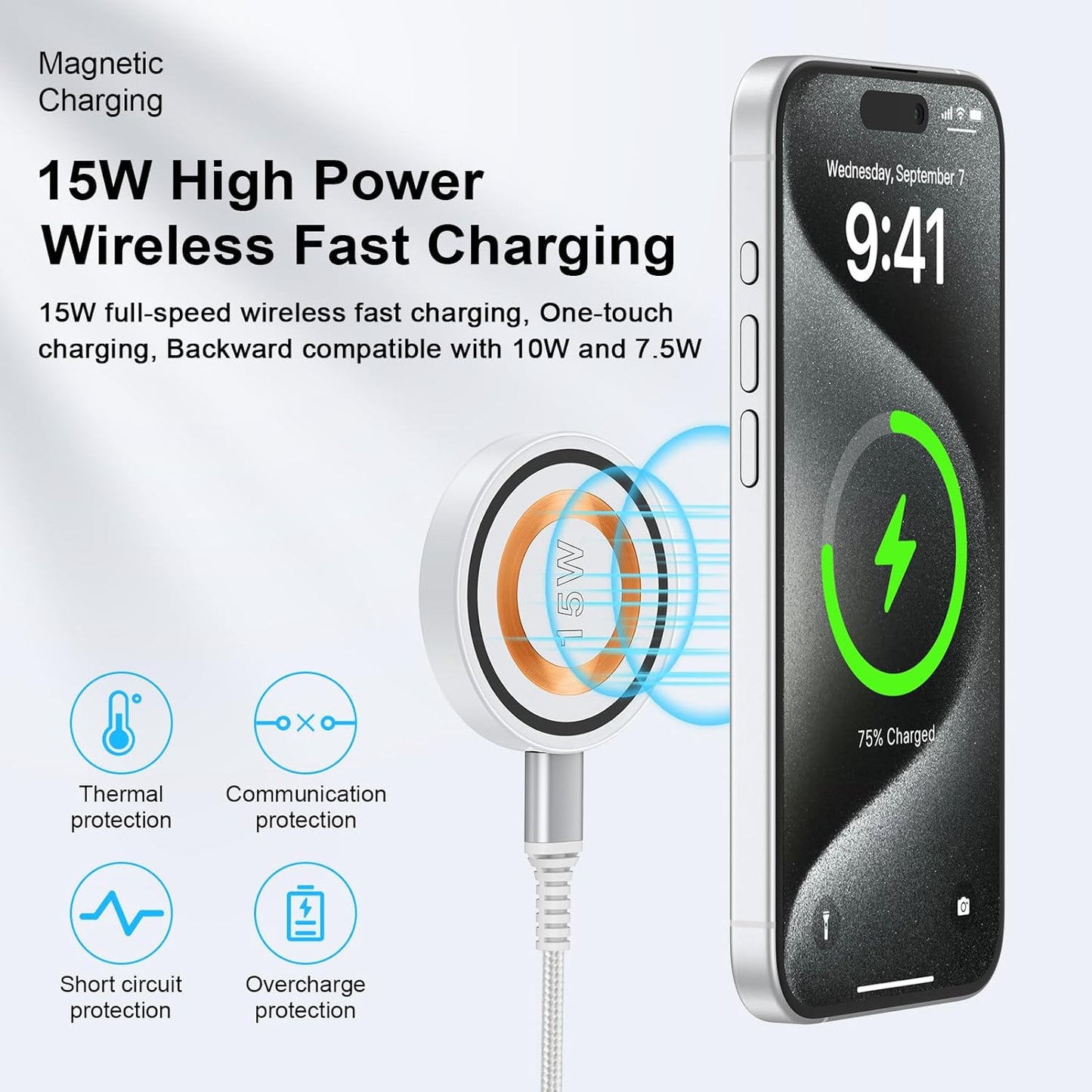Magnetic Charger for Android Samsung, Fast Charging for Galaxy S24 Ultra, Magsafe Charger Kickstand for iPhone