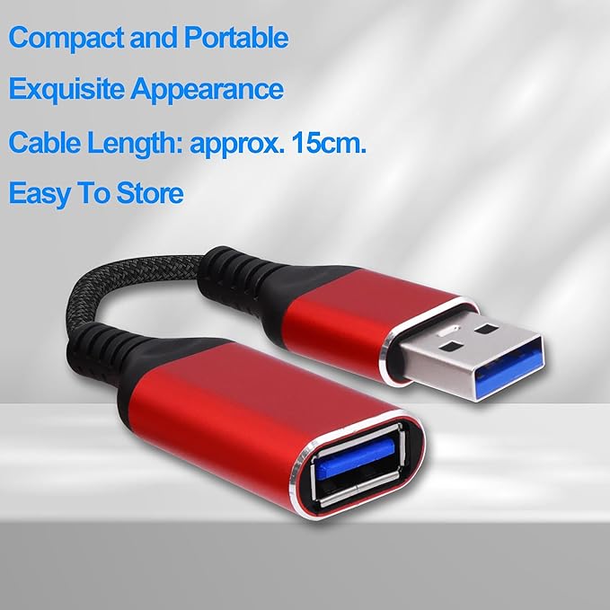 USB 3.0 Data Blocker USB Type A Male to Female Data Blocking Defender Adapter Cable Only Charging Protect Against Juice Jacking, Hacking for Phone Tablet -15cm/6 inch, 2 PCS