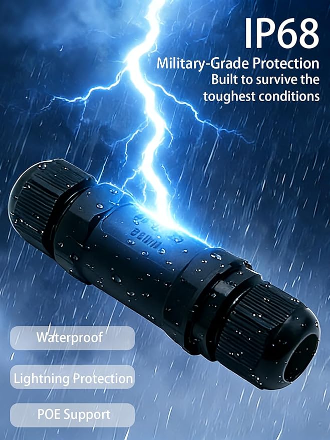 Starlink Ethernet Adapter Kit: IP68 Waterproof RJ45 Coupler for Starlink Cable/Cat7/Cat6/Cat5E/Cat5 Network LAN Cable Extender - Suitable for Repair and Extend Network Cables (Lightning protection)
