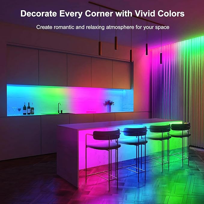 echosari 9.8FT 90Led RGB Strip Lights Battery Powered Remote Control, 8 Modes, Dimmable, Timer, Self-Adhesive, Cuttable, Waterproof, for TV Computer Monitor/Screen Decor