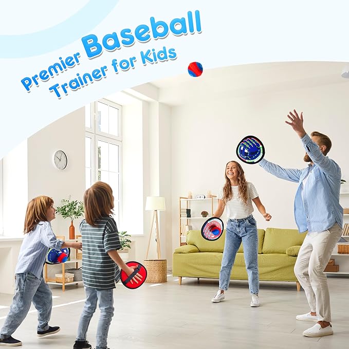 Toss and Catch Ball Set - Ultra Soft & Safe Toddler Baseball Gloves Designed for Pain-Free - Kids Games Toys Indoor Outdoor - Great for Yard Beach Pool - Gift for Boys Girls 2-4 5-7 8-10 Years