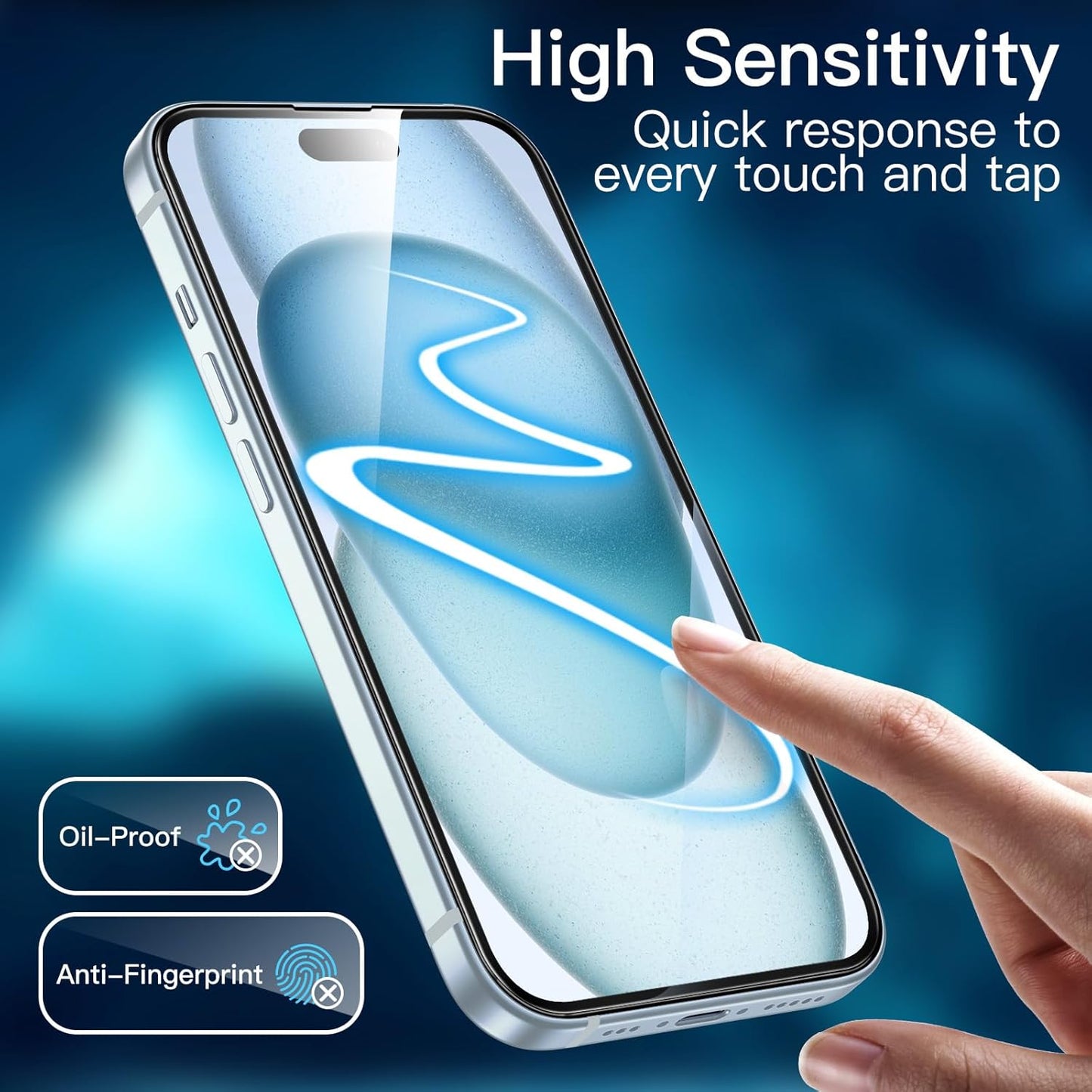 JETech Full Coverage Screen Protector for iPhone 15 Plus 6.7-Inch, Easy Installation with One-Step Alignment Tray,