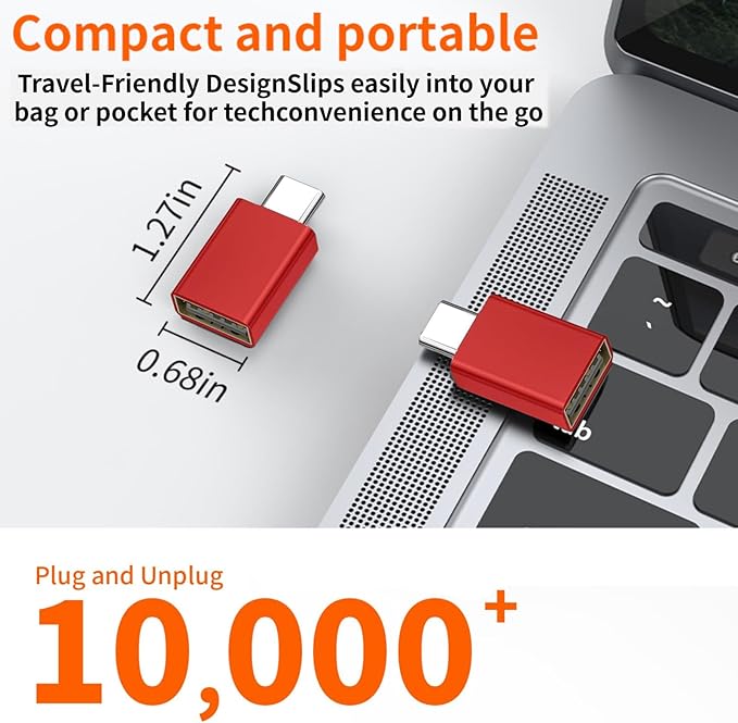 [Apple MFi Certified] USB C to USB Adapter, USB C Male to USB 3.0 Female OTG Cable Converter Compatible with MacBook Pro Air, Tablets, iPhone 17 Pro Max/17 Plus/16/15 Series (Red-2Pack)
