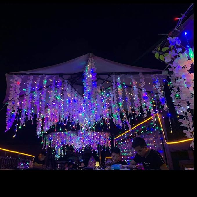 Toodour Christmas Icicle Lights Outdoor, 360 LED 29.5ft 8 Modes Fairy Icicle String Light with 60 Drops, Led Christmas Lights Twinkle for Holiday, Party, Wedding, Eaves, Xmas Decorations (Multicolor)