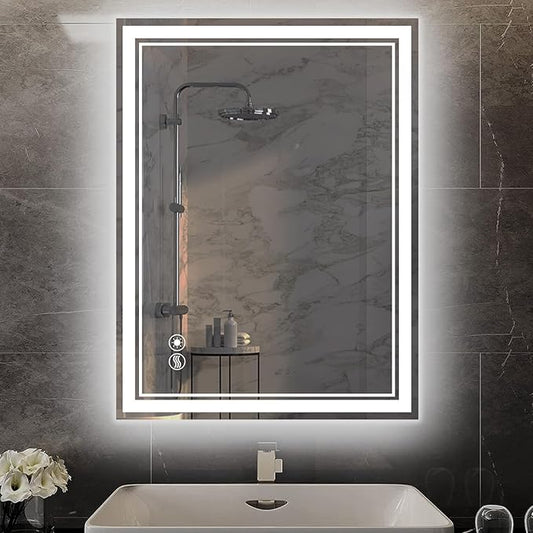 24 x 36'' LED Mirror for Bathroom Anti-Fog Dimmable 3 Colors Stepless Brightness