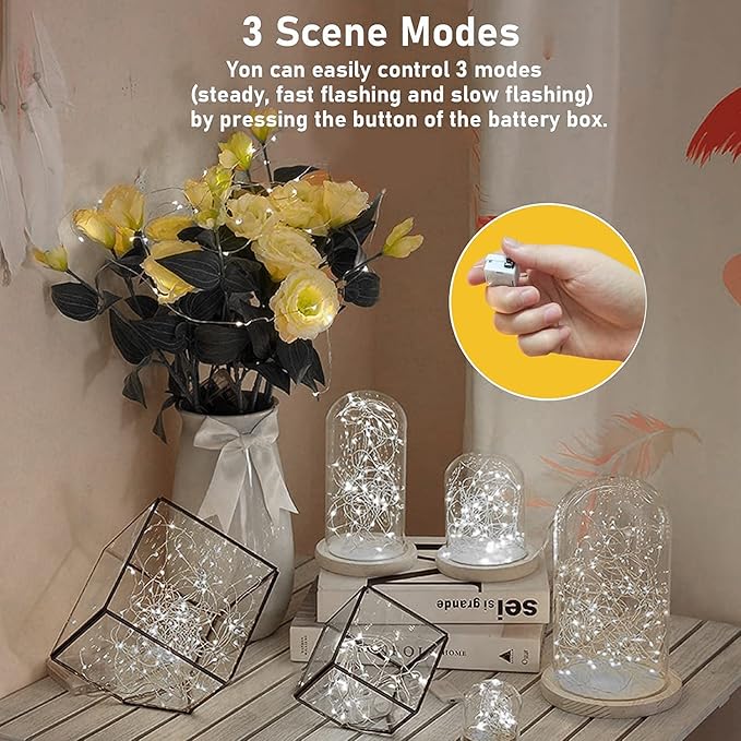 12 Pack Valentine's Day Fairy Lights Battery Operated, 3 Speed Modes, Extra 12 Batteries for Replacement, 7Ft 20 LED Mini String Light, Waterproof Silver Wire, Twinkle Firefly Lights, White