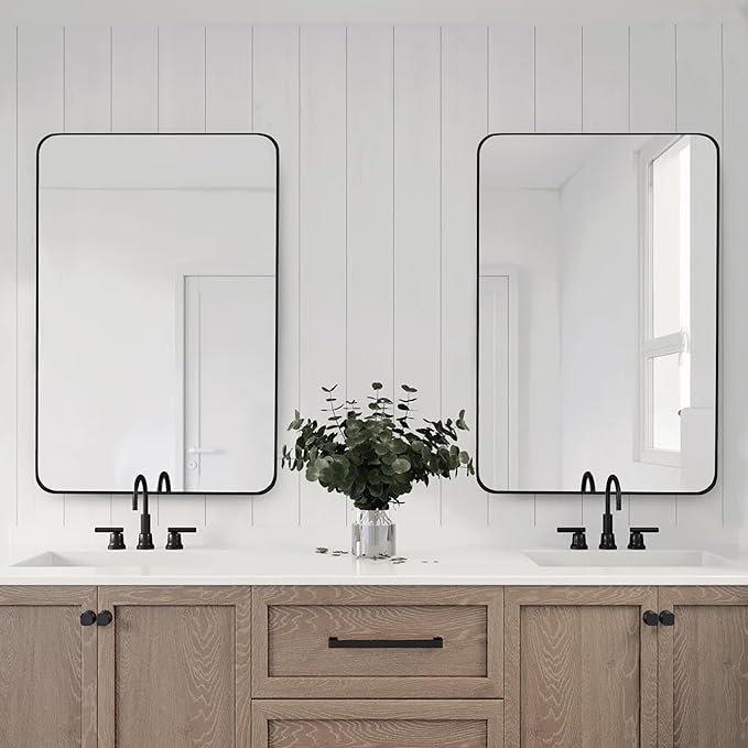 CULER Black Bathroom Wall Mirror,24 x 36 Inch Rectangle Vanity Modern Tempered Glass Mirror for Bedroom,Living Room,Entryway (24x36 Inch, Black)