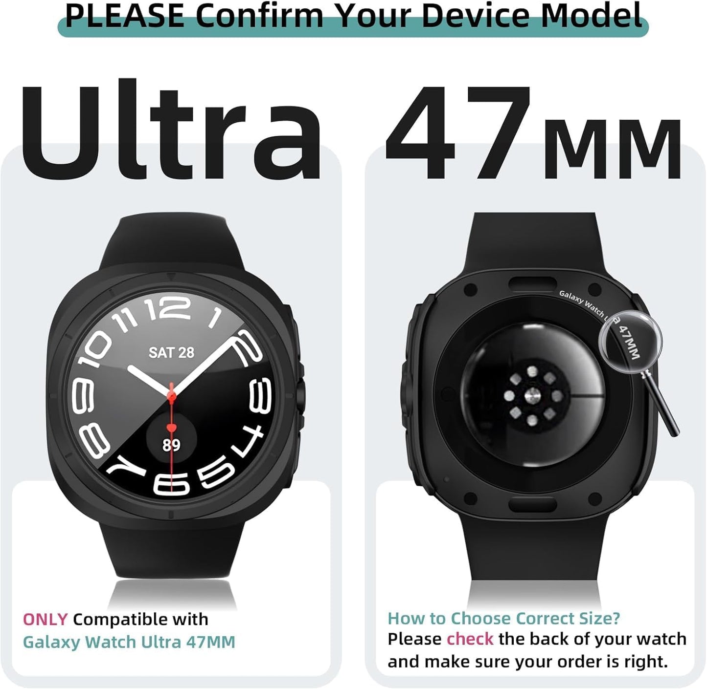 Galaxy Watch Ultra 47mm LTE Adapter, 22mm Stainless Steel Connector Kit for Replacement Strap Hardware Lugs