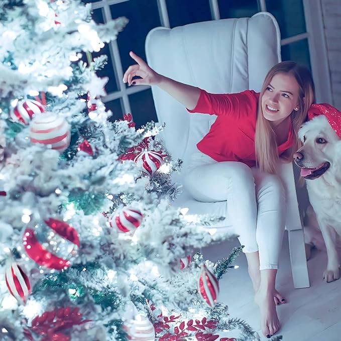 Christmas Snowflake String Lights, 20 FT 40 LED Battery Operated Fairy Lights with Remote, 8 Modes Timer Hanging Decor for Bedroom Patio Party Wall Indoor Outdoor Xmas Tree Decorations Cool White
