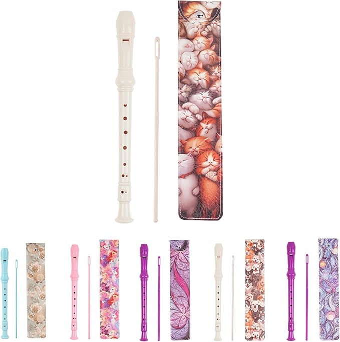 Recorder Instrument for Beginner Kids Adults,8-Hole Soprano Descant Recorder Music Flute with with Cleaning Rod & Leather Case For School Student Home Entertainment(2-Dense Cat)