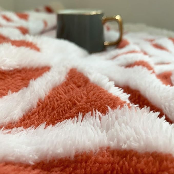 LOMAO Sherpa Fleece Blanket Fuzzy Soft Throw Blanket Dual Sided Blanket for Couch Sofa Bed (Coral, 51"x63")