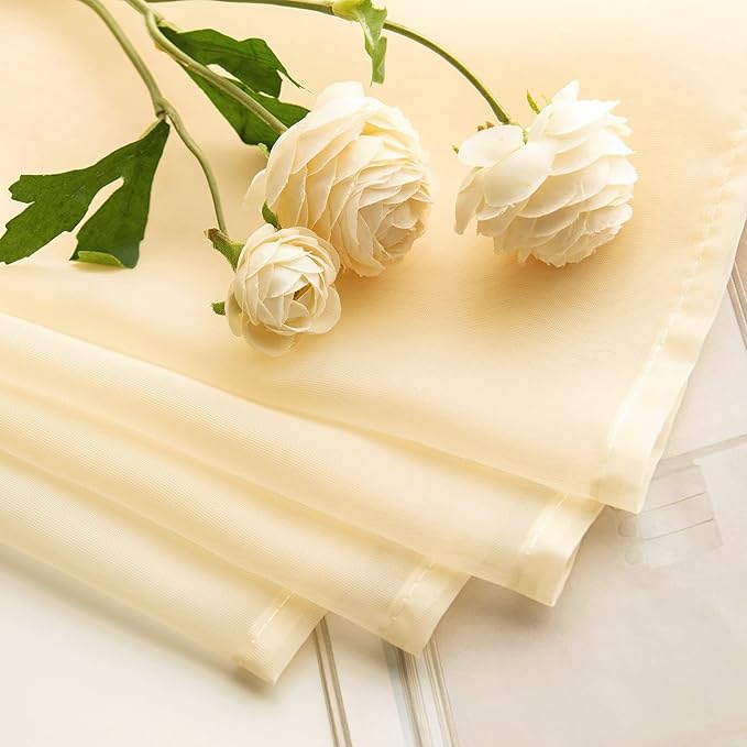 MIULEE Luxury Window Scarves for Party Ceremony Wedding Canopy Bed, Topper Window Treatment Swag Curtain Drapes, Sheer Curtain Scarf Valance for Window One Panel, 37 x 216 Inches Long, Cream Beige