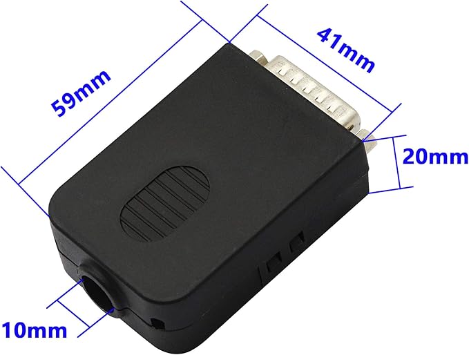 CERRXIAN DB15 Breakout Connector - DB15 Screw Wiring Terminal Signal Module Breakout PCB Board with Plastic Case & Nuts (Black) (MN)