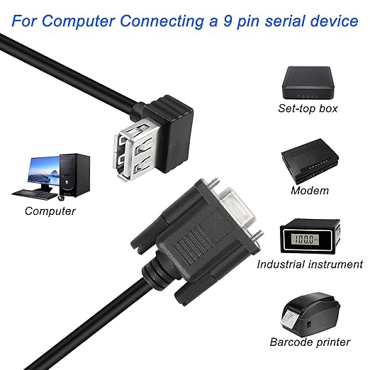 MEIRIYFA USB Female to RS-232 DB9 Female Adapter Cable,USB 2.0 to Serial RS232 DB9(9-pin) Converter Cable for Cashier Register, Modem, Scanner, Digital Cameras - 30cm