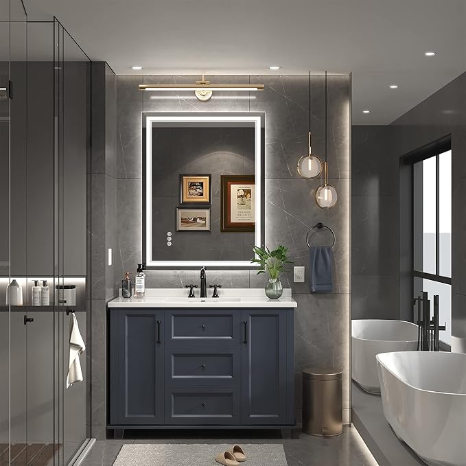 28x36 Inch Led Mirror for Bathroom with Front Light and Backlit, Dimmable Anti Fog Wall Bathroom Mirror with Led Lights, Water Proof, Decor Vanity Mirror