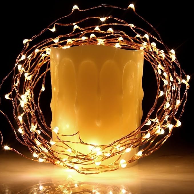 Minetom Fairy Lights Plug in, 66Feet 200LEDs Warm White String Lights, Waterproof Flexible Silver Wire for Bedroom Dorm Wedding Garland Wreath Wall Mason Jar Indoor Outdoor Christmas Tree