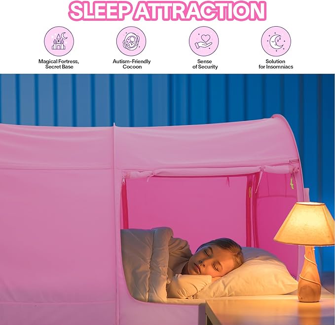 Alvantor Bed Canopy Bed Tents Dream Tents Privacy Space Twin Size Sleeping Tents Indoor Pop Up Portable Frame Curtains Breathable Grey Cottage (Mattress Not Included) Reducing Light