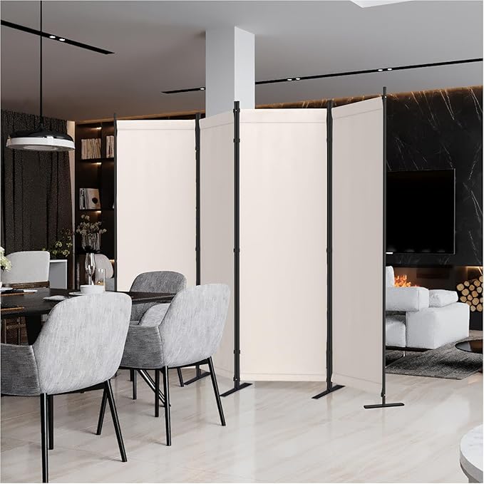 Morngardo Room Divider, Folding Privacy Screens, 4 Panel Room Partitions, 88" Foldable Wall Dividers, Portable Separating for Home Office Bedroom Dorm Decor (White)