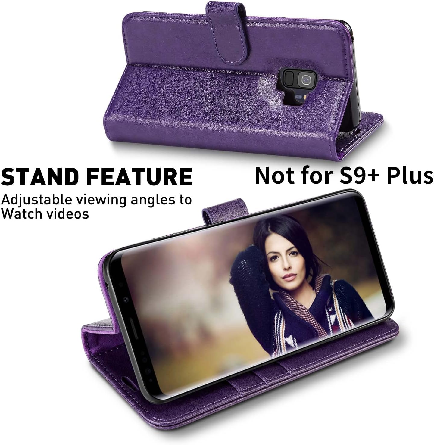 MONASAY Wallet Case for Galaxy S9, 5.8-inch, RFID Blocking, Flip Folio Leather Cell Phone Cover with Credit Card Holder