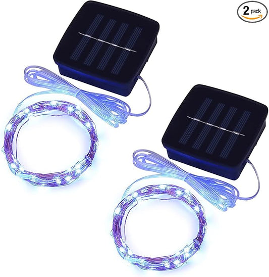 Magicnight Solar Mini Teeny Tiny Lights,Starry String Light for Garden Fairy,Tree,Railing,Arbor,Fence,16 Feet 50LEDs,2 Pack,Blue