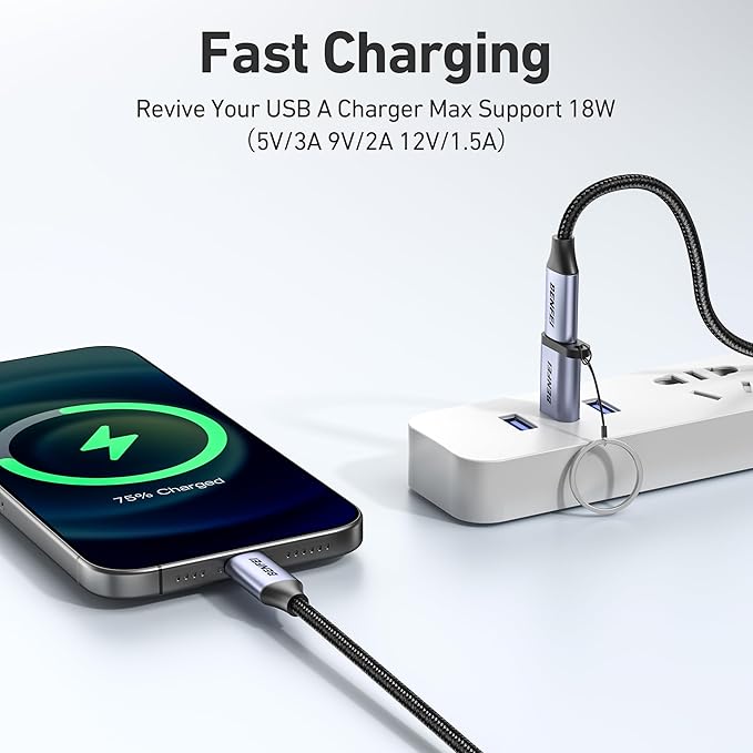 BENFEI 10Gbps USB Type-A to USB-C Adapter(2 Pack, Male to Female) Supporting 5V 3A Charging and 10Gbps Data Transmit